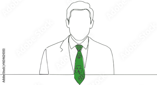 man wearing green tie, line art clip art preview