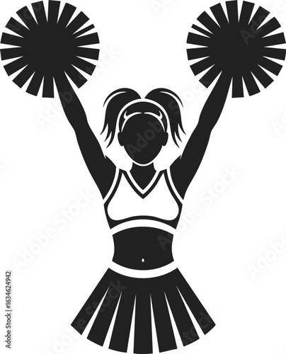 Cheerleader vector illustration, dynamic figure with pom-poms, sports enthusiast, athletic performance, team spirit