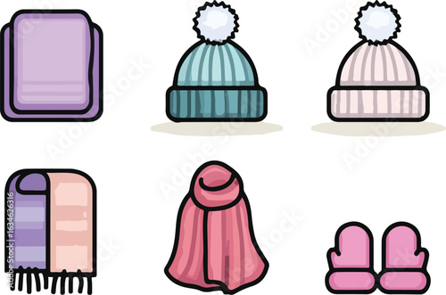 Winter accessories illustration set