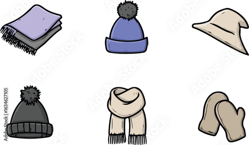 Winter apparel cartoon illustration