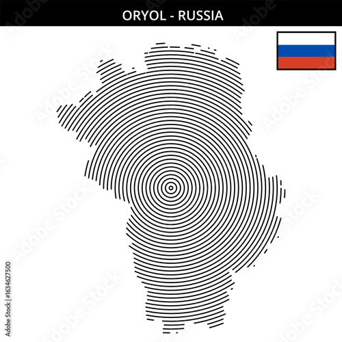 Detailed map outline of Oryol with concentric circles