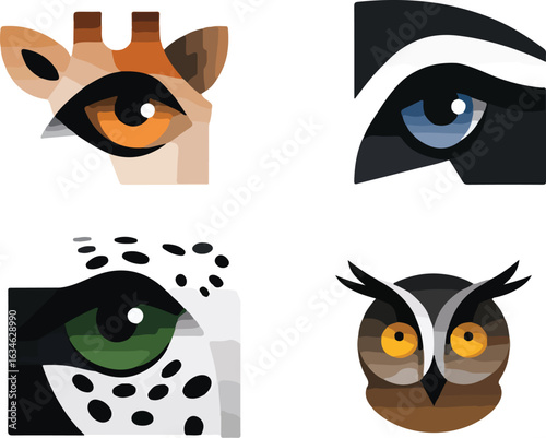 Abstract animal portraits graphic illustration