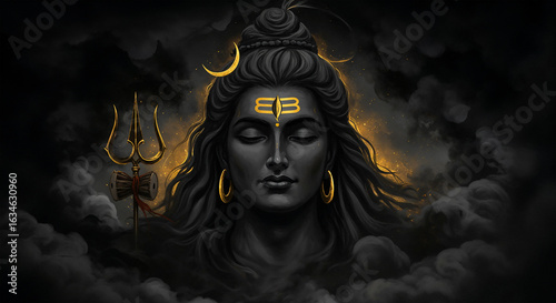 Lord Shiva in peaceful meditation