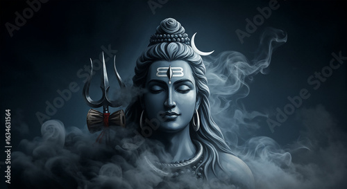 Lord Shiva in peaceful meditation