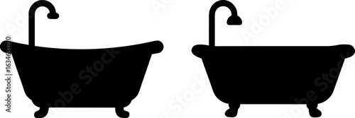 Bathtub black silhouettes set, Set of bathtub, bathtub collections, Vector of bathtub, bathtub silhouette, bathtub isolated on white background