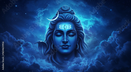 Lord Shiva in peaceful meditation