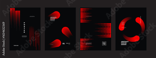 Geometric Halftone Poster Designs  Corporate Branding Set