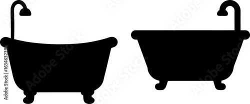 Bathtub black silhouettes set, Set of bathtub, bathtub collections, Vector of bathtub, bathtub silhouette, bathtub isolated on white background