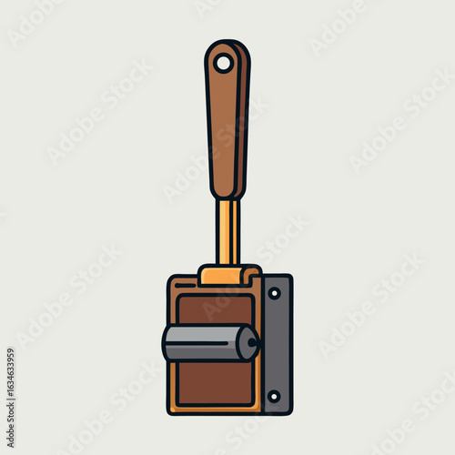 Manual compactor tool in black metal with industrial design elements