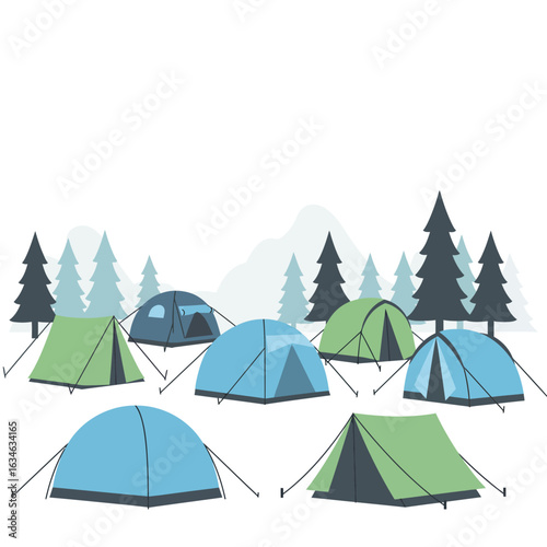 Camping Tents in a Forest Setting