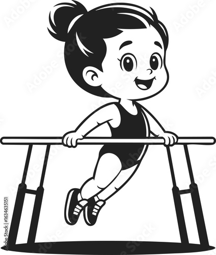 Gymnast bar, uneven bars, athletic performance, childhood excitement, playful gymnast, handstand skill, youth sports activity, training apparatus