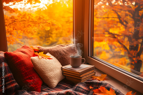 Autumn Window Cozy Reading Corner.