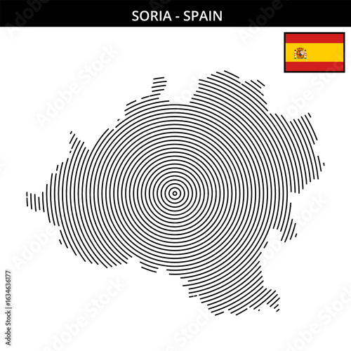 Soria Spain with its unique map design and flag