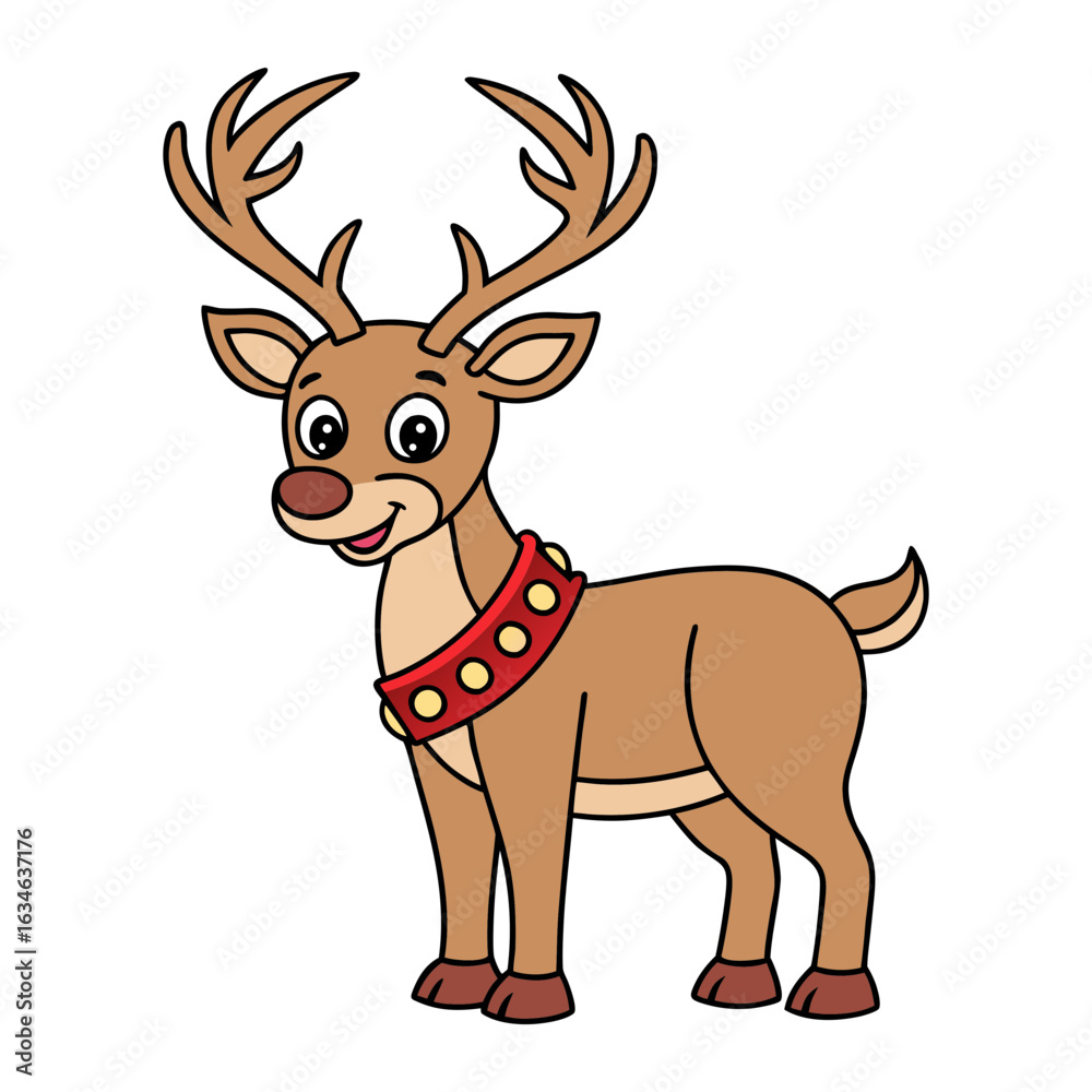 Obraz premium Vector art of cute reindeer cartoon character isolated on white background