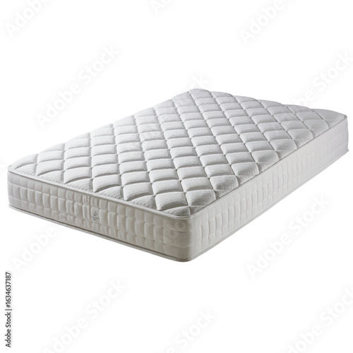 White quilted mattress on white background bedding