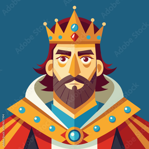 Stylized king portrait with crown and royal robes