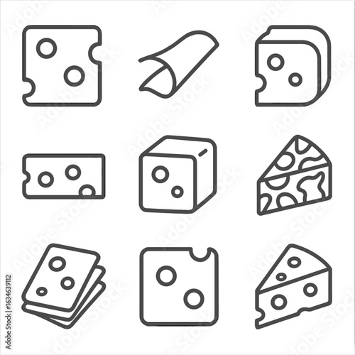 Pattern vector dairy parmesan icon mark slice cheese sharp portion set