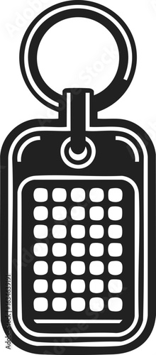 Key security token, identification keychain, access control device, key fob design in vintage engraved style