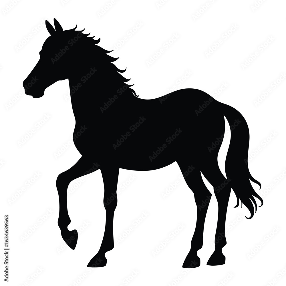 Obraz premium silhouette of a walking horse isolated on white background