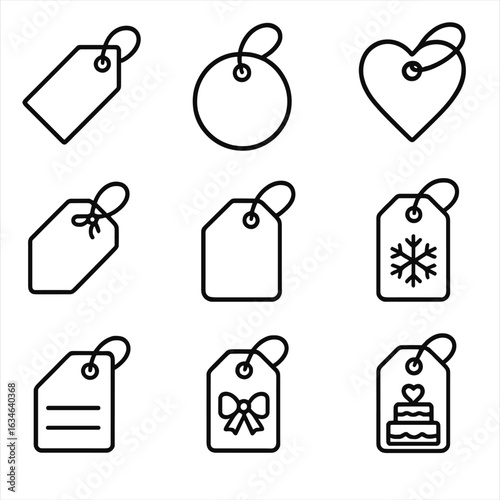 Blank icons gift label tag vector icon birthday favor heart shaped
