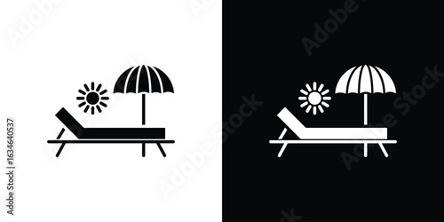 Sun bed icon, simple flat style. for ui or ux designs