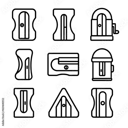 Vector stroke set contour portable sharpener line icons collection outline symbol icon