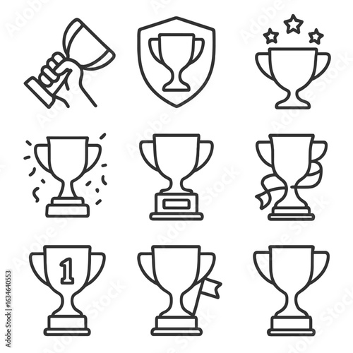 Icons plaque cup icon sports trophy vector award flat detail first rising