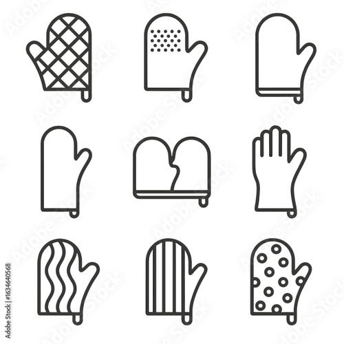 Glove vector icon double mitt baking oven colorful dot heat