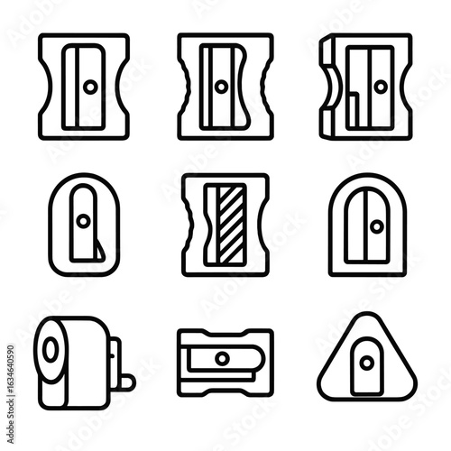 Collection outline set icons stroke vector symbol icon line pencil sharpener minimal