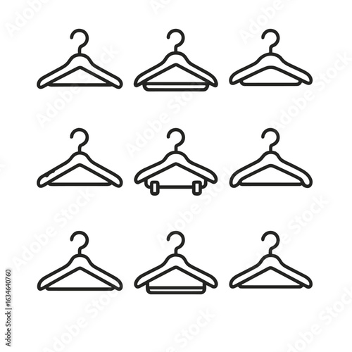 Hook vector wooden velvet classic variety shoulder bar suit padding icon hangers
