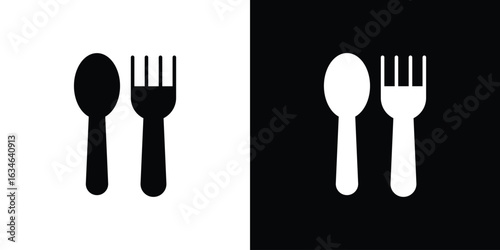 Spoon and Fork icon, simple flat style. for ui or ux designs