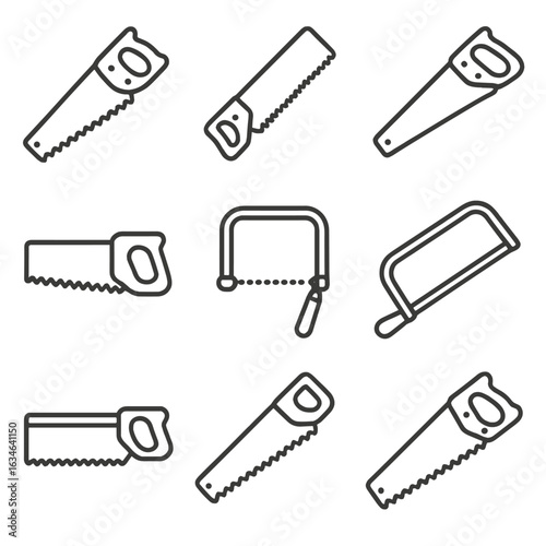 Backsaw frame tool coping vector rip icon saw hand hacksaw
