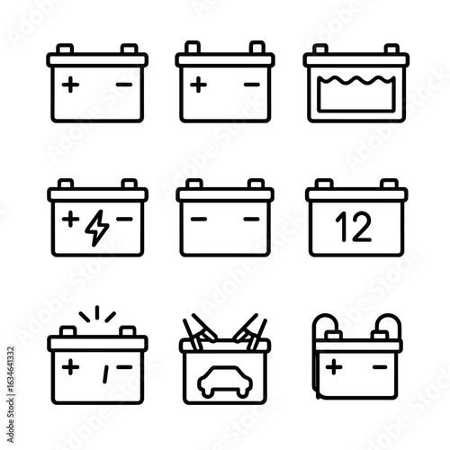 Icon cables standard vector terminals voltage icons battery sign car sparks