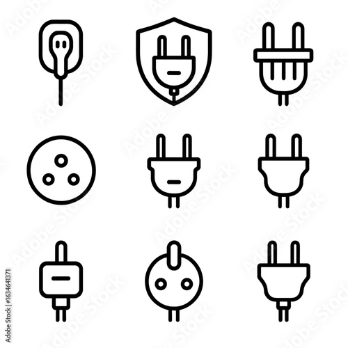Plug grip household vector electrical international power icons shielded icon pin electric