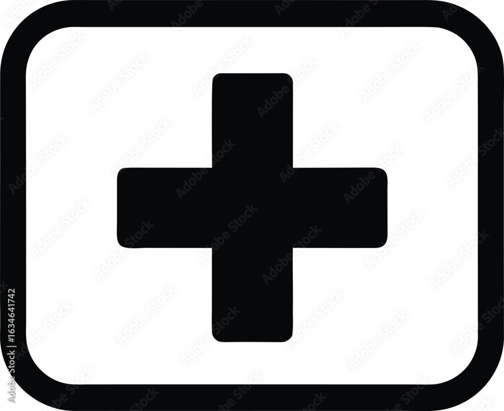Obraz premium plus sign in solid square vector icon.