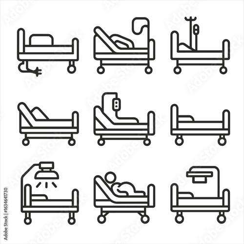 Vector charger iv care remote light bed nursing hospital ergonomic icon headrest
