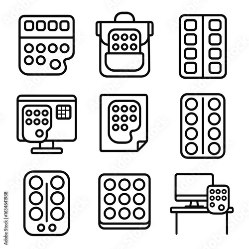 Modern luminous icon preview sheet digital pigments vector divided bold palette
