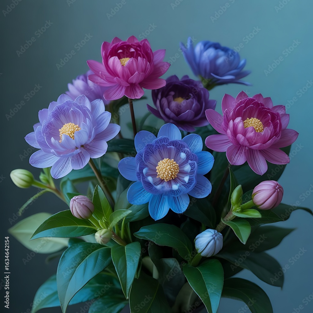 Obraz premium bouquet of flowers on black background
