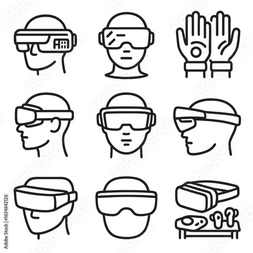Visor gear mannequin reality headset mixed shifting icon ar vector tracking augmented