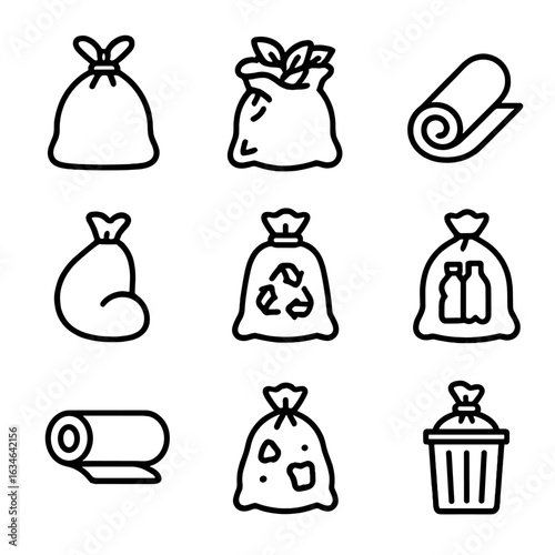 Icon vector icons bin biodegradable bag plastics paper trash liner metal pack
