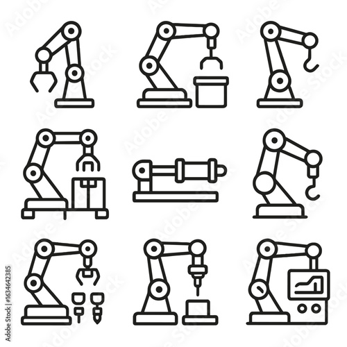 Used loading actuator icons robotic robot modular industrial container icon arm vector