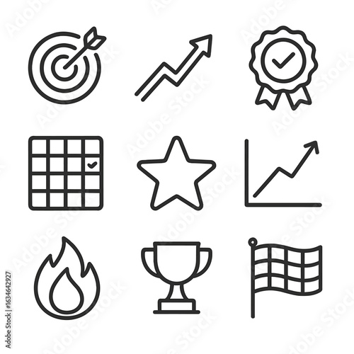 Badge star trophy vector chart target upward tracking arrow icons habit icon