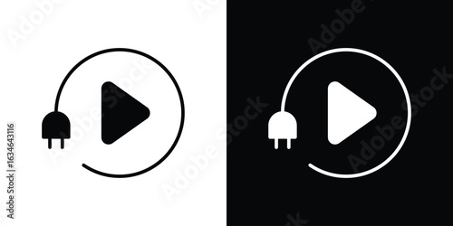 Plug and play icon, simple flat style. for ui or ux designs