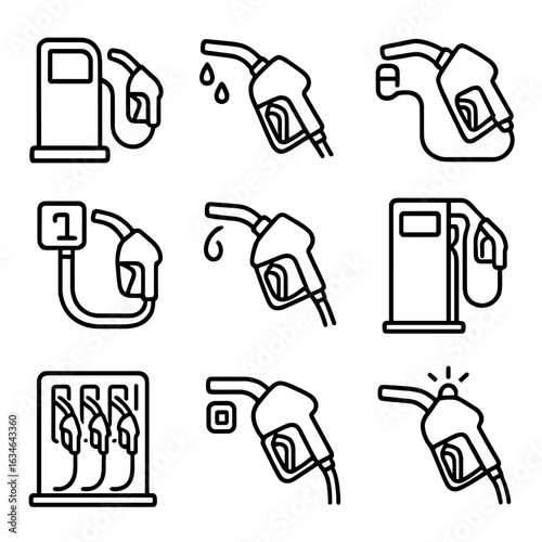 Vector premium gasoline label integrated hose petrol pump icons dispenser icon diesel