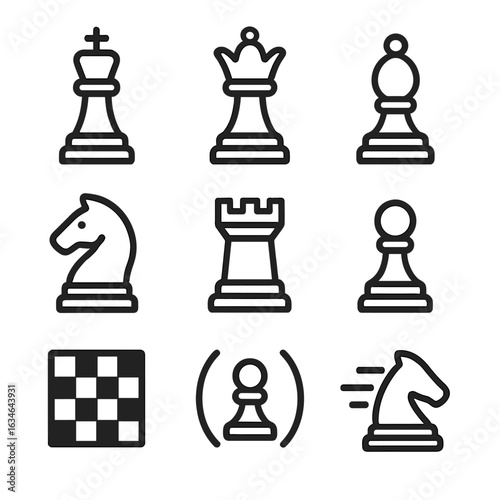 Tile vector board rook icons piece icon pawn chess queen king