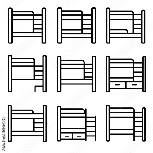 Vector icon style ladder icons twin loft drawers over bunk bed