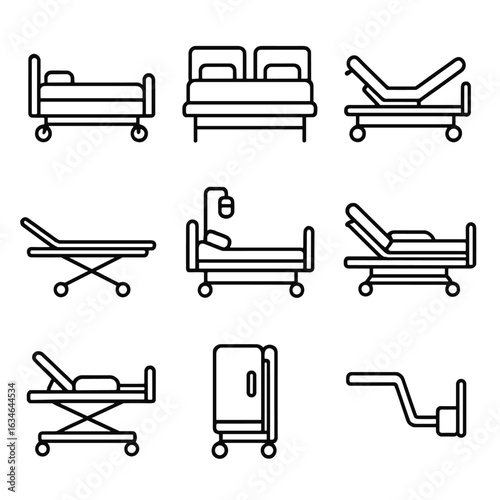 Bed icon adjustable prep pole medical vector storage hospital shared icons attachment