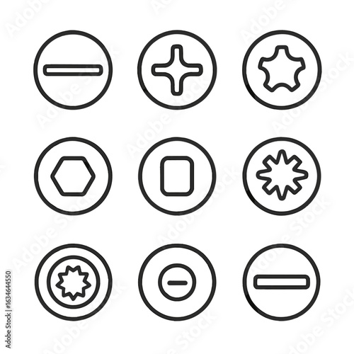 Icon head torx icons screw flat square phillips vector pozidriv slotted