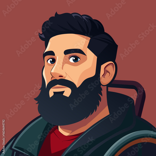 Stylized portrait of a bearded man in a jacket