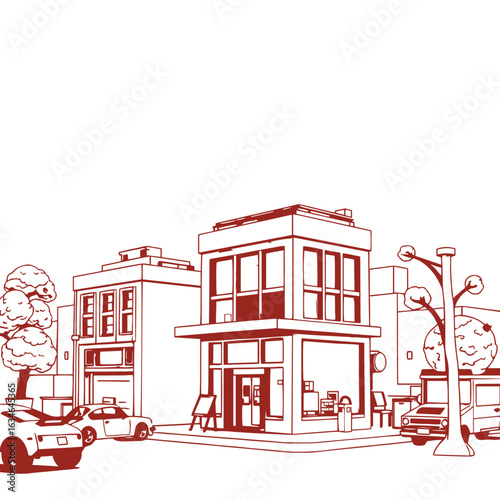 Toy model building scene vector design concept illustration.